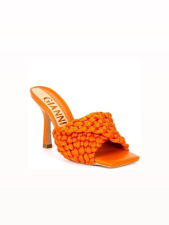 Gianni Bini Shoes - Ganni Bright Orange Braided High Heel Mule
